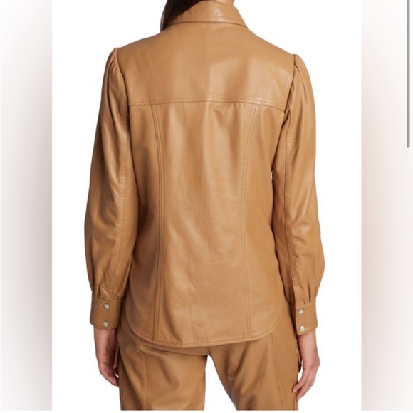 Cinq à Sept, Sarine Long-Sleeve Leather Shirt. New, never worn with tags. XS. - Picture 2 of 12